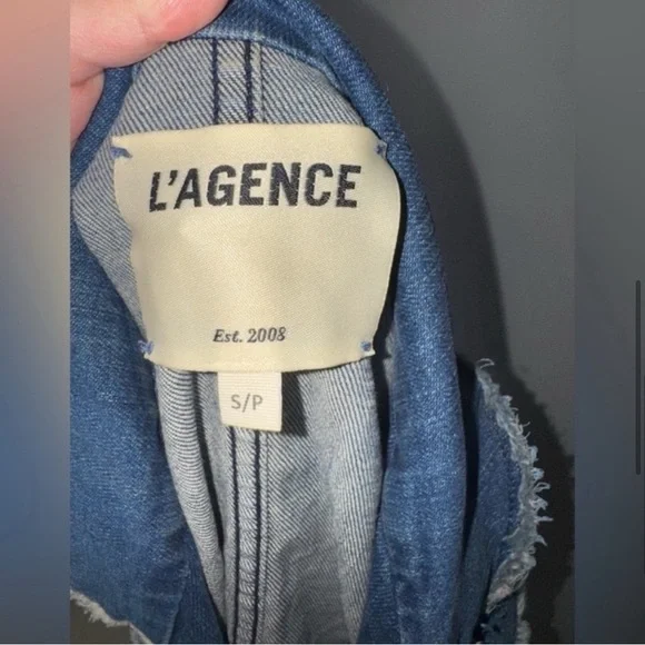 L’agence Kaydence Frayed Denim Blazer/Small - Picture 8 of 11